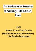 Test Bank for Fundamentals of Nursing &lpar;10th Edition&rpar; Exam PDF &vert; Practice Questions&comma; Study Guide & Comprehensive Review 2026