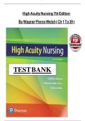 Test bank for High Acuity Nursing 7th Edition &lpar;LATEST&rpar; by Wagner Pierce Welsh All Chapters &lpar;1-39&rpar; &vert; Expert Verified Answers with Rationales &vert; Grade A&plus;&NewLine;