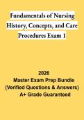 Fundamentals of Nursing History&comma; Concepts&comma; and Care Procedures Exam 1 PDF &vert; Study Guide&comma; Practice Questions & Review 2026