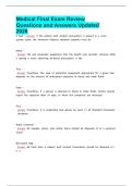 Medical Final Exam Review Questions and Answers Updated 202