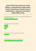 ACSA NCSO Exam 2026&sol;2027 Latest &NewLine;Edition &vert; Comprehensive Study Guide &vert; &NewLine;Practice Questions & Detailed Answer &NewLine;Explanations &vert; National Construction &NewLine;Safety Officer Prep 