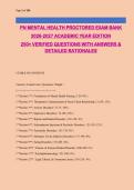 PN Mental Health Nursing Exam Prep 2026-2027 &vert; 255&plus; Questions with Verified Answers & Rationales &vert; Psychiatric Nursing Fundamentals