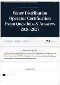 Water Distribution Operator Certification Exam Questions & Answers 2026&sol;2027