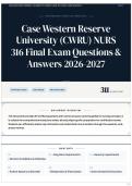Case Western Reserve University &lpar;CWRU&rpar; NURS 316 Final Exam Questions & Answers 2026&sol;2027