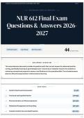 NUR 612 Final Exam Questions & Answers 2026-2027