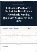 California Psychiatric Technician Board Exam Psychiatric Nursing Questions & Answers 2026-2027