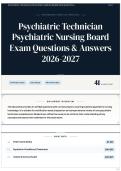 Psychiatric Technician Psychiatric Nursing Board Exam Questions & Answers 2026-2027