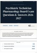 Psychiatric Technician Pharmacology Board Exam Questions & Answers 2026-2027