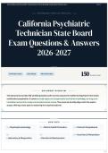 California Psychiatric Technician State Board Exam Questions & Answers 2026-2027