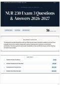 NUR 230 Exam 3 Questions & Answers 2026-2027