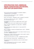 CPR PRACTICE TEST&comma; AMERICAN HEART ASSOCIATION CPR REVEIW&comma; CPR TEST &lpar;25 QUESTIONS&rpar; 