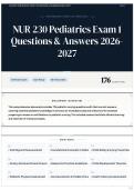 NUR 230 Pediatrics Exam 1 Questions & Answers 2026-2027