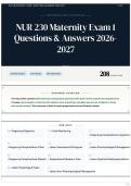 NUR 230 Maternity Exam 1 Questions & Answers 2026-2027