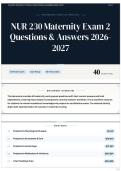 NUR 230 Maternity Exam 2 Questions & Answers 2026-2027