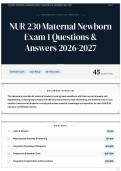 NUR 230 Maternal Newborn Exam 1 Questions & Answers 2026-2027