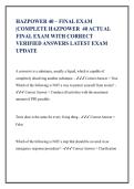 HAZWOPER 40-Hour &lpar;HAZPOWER&rpar; Final Exam Study Guide