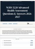 NURS 5220 Advanced Health Assessment Questions & Answers 2026-2027