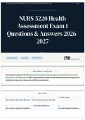 NURS 5220 Health Assessment Exam 1 Questions & Answers 2026-2027