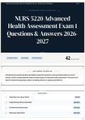 NURS 5220 Advanced Health Assessment Exam 1 Questions & Answers 2026-2027