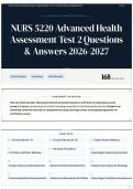 NURS 5220 Advanced Health Assessment Test 2 Questions & Answers 2026-2027