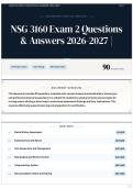 NSG 3160 Exam 2 Questions & Answers 2026-2027 &vert; 