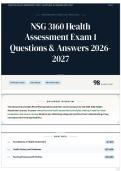 NSG 3160 Health Assessment Exam 1 Questions & Answers 2026-2027