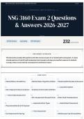 NSG 3160 Exam 2 Questions & Answers 2026-2027