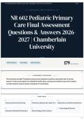 NR 602 Pediatric Primary Care Final Assessment Questions & Answers 2026-2027 &vert; Chamberlain University
