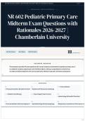 NR 602 Pediatric Primary Care Midterm Exam Questions with Rationales 2026-2027 &vert; Chamberlain University
