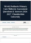 NR 602 Pediatric Primary Care Midterm Assessment Questions & Answers 2026-2027 &vert; Chamberlain University