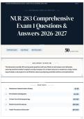 NUR 283 Comprehensive Exam 1 Questions & Answers 2026-2027