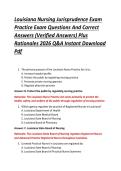 Louisiana Nursing Jurisprudence Exam &NewLine;Practice Exam Questions And Correct &NewLine;Answers &lpar;Verified Answers&rpar; Plus &NewLine;Rationales 2026 Q&A Instant Download &NewLine;Pdf 