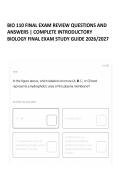 BIO 110 FINAL EXAM REVIEW QUESTIONS AND ANSWERS &vert; COMPLETE INTRODUCTORY BIOLOGY FINAL EXAM STUDY GUIDE 2026&sol;2027