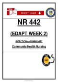 NR 442 &NewLine;&lpar;EDAPT WEEK 2&rpar; &NewLine; &NewLine;INFECTION AND IMMUNITY &NewLine;Community Health Nursing &NewLine;