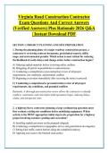 Virginia Road Construction Contractor &NewLine;Exam Questions And Correct Answers &NewLine;&lpar;Verified Answers&rpar; Plus Rationale 2026 Q&A &NewLine;&vert; Instant Download PDF