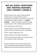 BIO 202 Exam 1 Questions and Verified Answers &vert; 100&percnt; Correct Grade A Guide&NewLine;&NewLine;