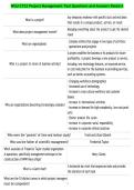 WGU C722 Project Management Test Questions and Answers Rated A