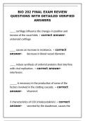 BIO 202 Final Exam Review Questions with Detailed Verified Answers&NewLine;&NewLine;
