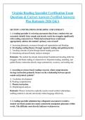 Virginia Reading Specialist Certification Exam &NewLine;Questions & Correct Answers &lpar;Verified Answers&rpar; &NewLine;Plus Rationale 2026 Q&A