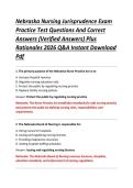 Nebraska Nursing Jurisprudence Exam &NewLine;Practice Test Questions And Correct &NewLine;Answers &lpar;Verified Answers&rpar; Plus &NewLine;Rationales 2026 Q&A Instant Download &NewLine;Pdf  