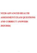 N5220 ADVANCED HEALTH ASSESSMENT EXAM QUESTIONS AND CORRECT ANSWERS   2025&sol;2026&rsqb;