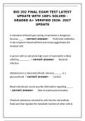 BIO 202 Final Exam Test Latest Update &vert; 100&percnt; Solved & Graded A&plus; 2026-2027&NewLine;&NewLine;
