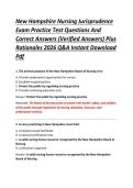 New Hampshire Nursing Jurisprudence &NewLine;Exam Practice Test Questions And &NewLine;Correct Answers &lpar;Verified Answers&rpar; Plus &NewLine;Rationales 2026 Q&A Instant Download &NewLine;Pdf  