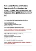 New Mexico Nursing Jurisprudence &NewLine;Exam Practice Test Questions And &NewLine;Correct Answers &lpar;Verified Answers&rpar; Plus &NewLine;Rationales 2026 Q&A Instant Download &NewLine;Pdf 