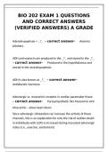BIO 202 Exam 1 Questions and Correct Answers &vert; Verified A Grade Guide&NewLine;&NewLine;