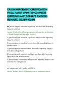 CASE MANAGEMENT CERTIFICATION&NewLine;FINAL PAPER UPDATED COMPLETE&NewLine;QUESTIONS AND CORRECT ANSWERS&NewLine;BUNDLED REVIEW GUIDE