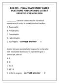 BIO 235 Final Exam Study Guide Questions and Answers &vert; Latest 2026 Update&NewLine;&NewLine;