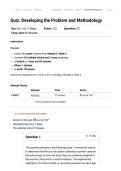EXSC 525&vert; Quiz 2&colon; Developing the Problem and Methodology&vert; With complete solution&vert; Updated RATED A&plus;&vert; Liberty University