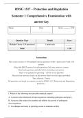 RNSG 1517 &ndash; Protection and Regulation &NewLine;Semester 1 Comprehensive Examination with &NewLine;answer key 