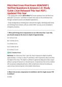 PALS Red Cross Final Exam 2026&sol;2027 &vert; Verified Questions & Answers &vert; A&plus; Study Guide &vert; Just Released This Year PDF &vert; Updated This Year